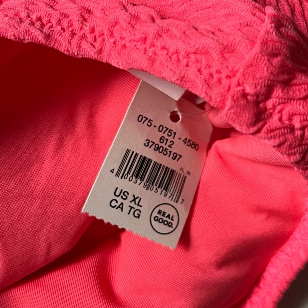 Aerie Jacquard Cut Out String One Piece Swimsuit NWT Coral Sun - Picture 10 of 11